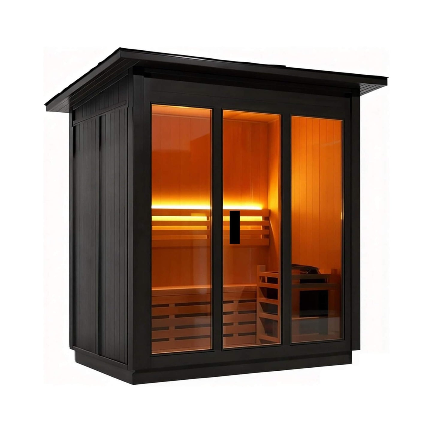 Custom 4-Person Luxury Canadian Hemlock Outdoor Steam Sauna With Heater And Stones