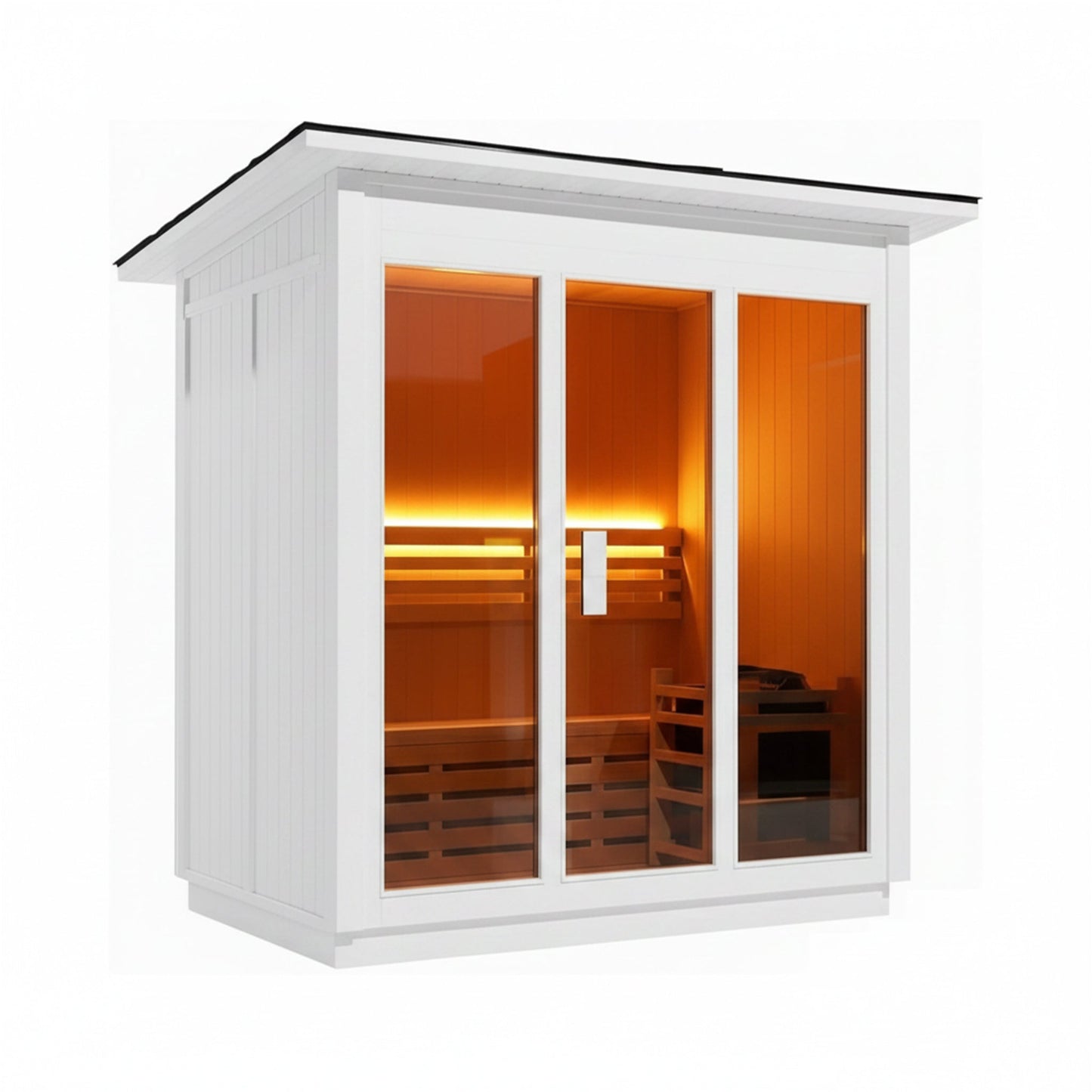 Custom 8-Person Luxury Canadian Red Cedar Outdoor Steam Sauna With Heater And Stones