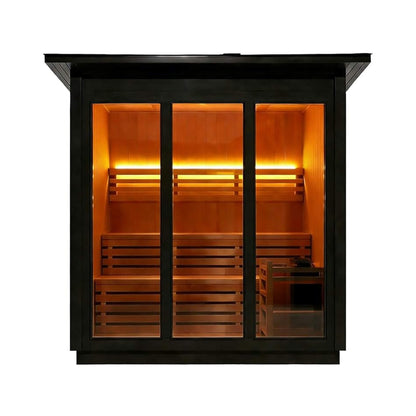 Custom 8-Person Luxury Canadian Hemlock Outdoor Steam Sauna With Heater And Stones