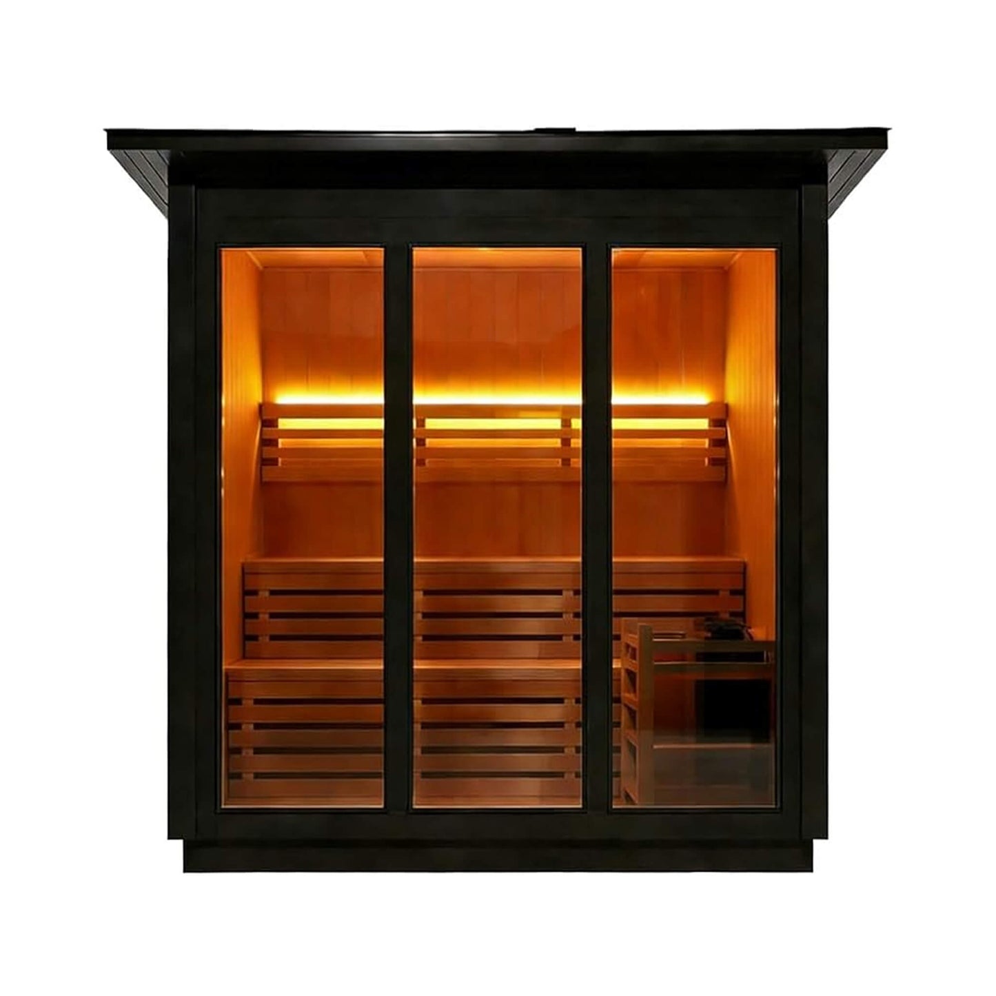 Custom 6-Person Luxury Canadian Hemlock Outdoor Steam Sauna With Heater And Stones