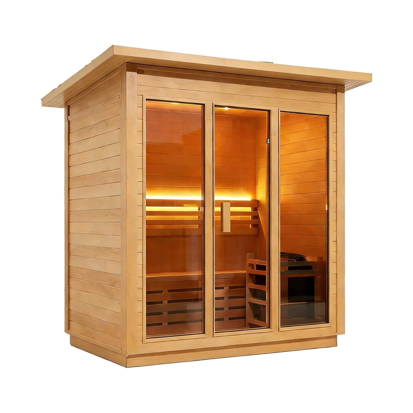 Custom 8-Person Luxury Canadian Hemlock Outdoor Steam Sauna With Heater And Stones