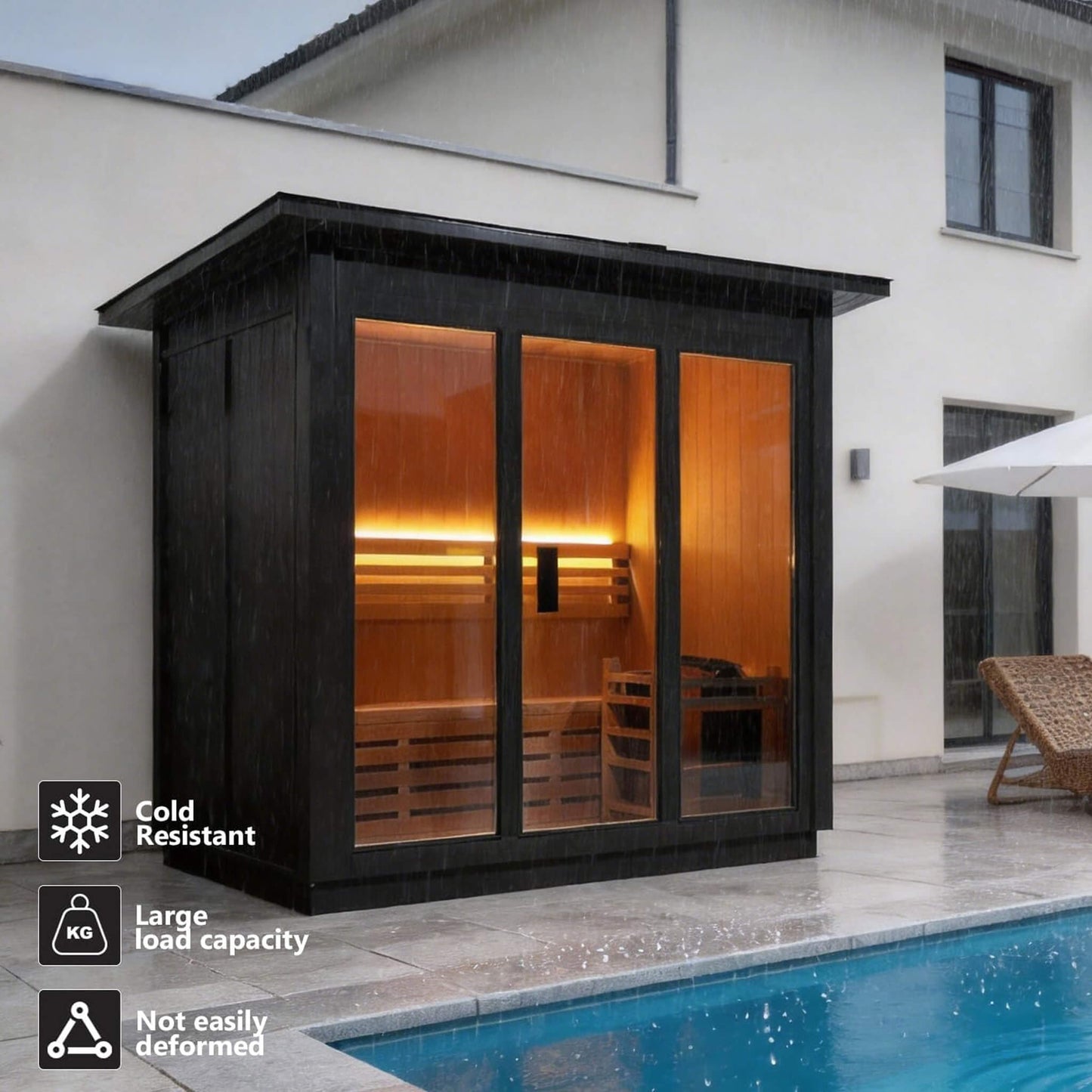 Custom 6-Person Luxury Canadian Hemlock Outdoor Steam Sauna With Heater And Stones