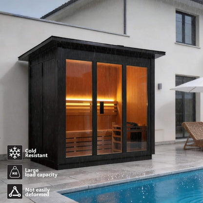 Custom 4-Person Luxury Spruce Outdoor Steam Sauna With Heater And Stones