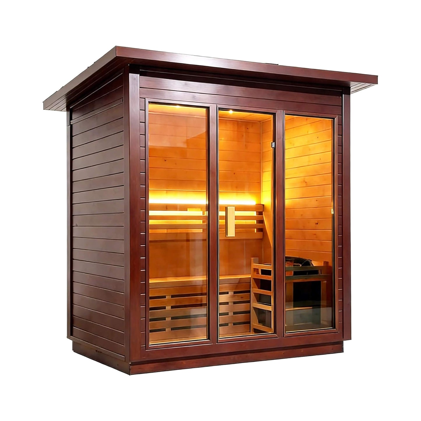 Custom 8-Person Luxury Canadian Red Cedar Outdoor Steam Sauna With Heater And Stones