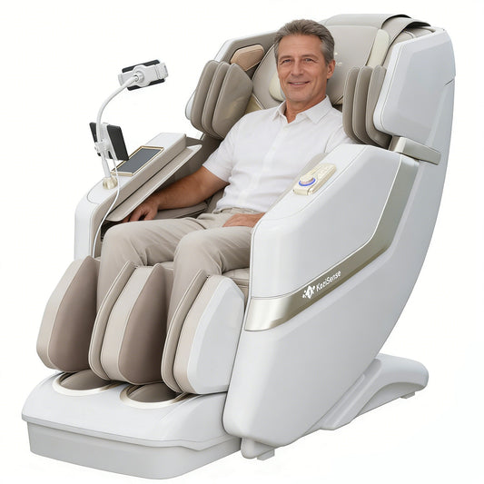 KoziSense KZ-313 New Heated Jade Stone Massage Chair (White)