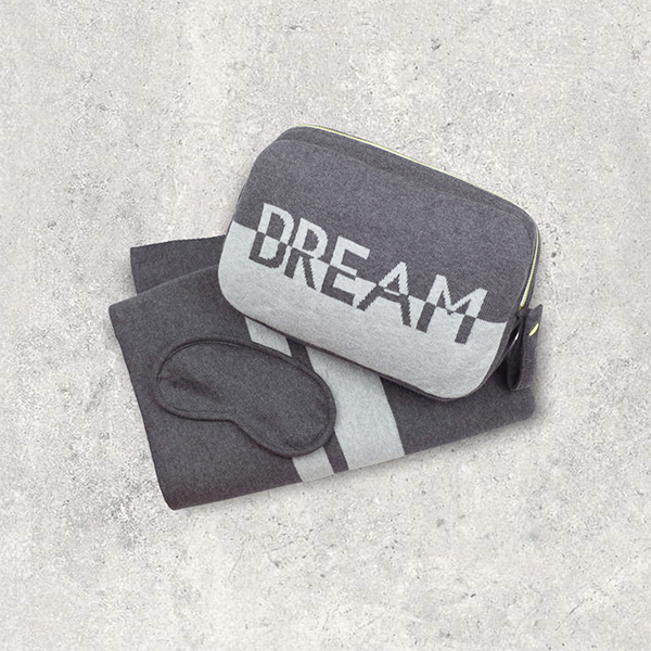 Dual Dream Organic Cotton Travel Blanket and Eye Mask Set