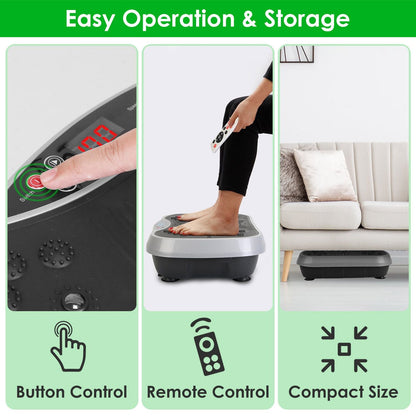 Vibration Plate Exercise Machine With Resistant Bands Remote Control Whole Body Vibration Platform Workout Equipment Home Fitness Training Equipment For Weight Loss Fat Burner