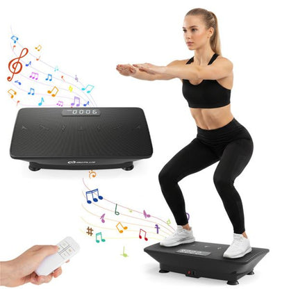 Black Full Body Vibration Plate Exercise Machine, 10 Adjustable Speed Levels with Remote Control & Music Function, 440LBS Weight Capacity
