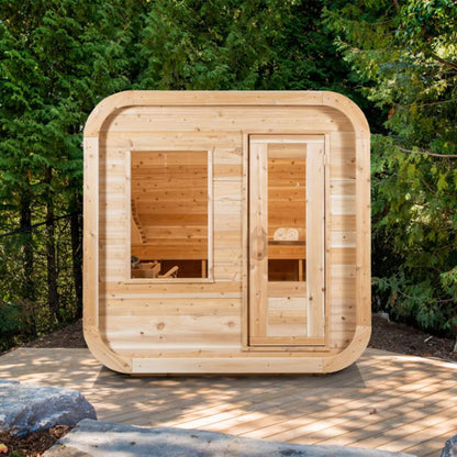 Dundalk Leisurecraft 4-Person Canadian Timber Luna Cube Sauna With Sloped Roof And Front Window [CTC22LU] (SAK96475)
