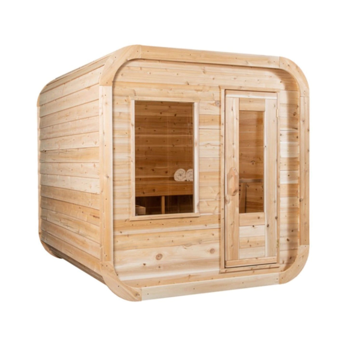 Dundalk Leisurecraft 4-Person Canadian Timber Luna Cube Sauna With Sloped Roof And Front Window [CTC22LU] (SAK96475)