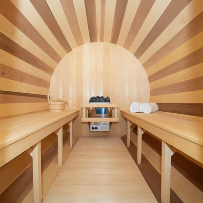 Dundalk Leisurecraft 6-Person Canadian Timber Tranquility Barrel Sauna With Front Porch [CTC2345] (SAK96814)