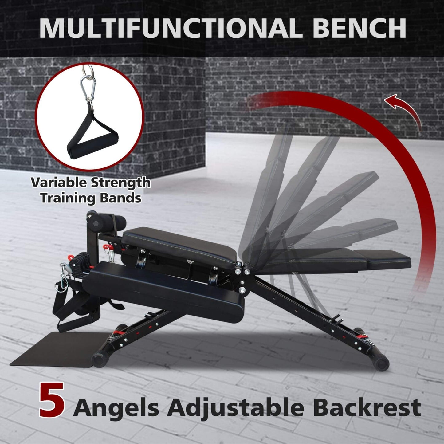 Rovix Foldable Multi-Functional Weight Bench For Full-Body Workouts With Resistance Bands, Footrest, And Leg Extender (SAK73642)