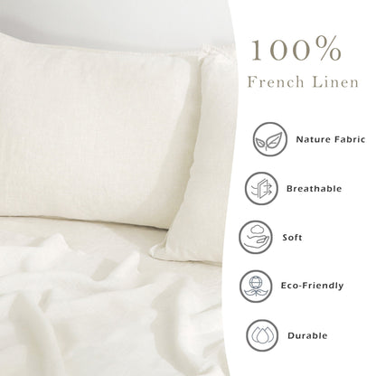 Pure French Linen Pillowcases (Set of 2) - Cream White
