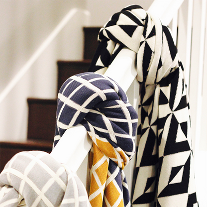 Sveda Reversible Squares Organic Cotton Throw Blanket