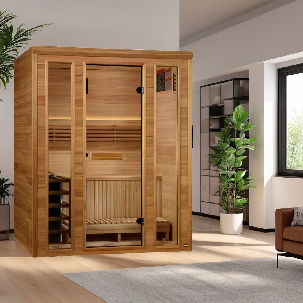 Golden Designs 2025 "Andermatt Edition" 2-3 Person Traditional Steam Sauna – Pacific Premium Clear Cedar