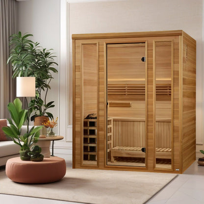 Golden Designs 2025 "Andermatt Edition" 2-3 Person Traditional Steam Sauna – Pacific Premium Clear Cedar