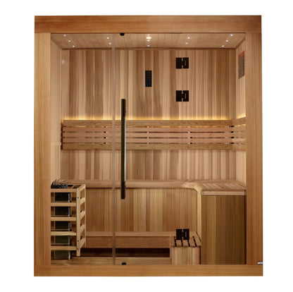 Golden Designs 2025 "Copenhagen Edition" 3-Person Traditional Sauna – Canadian Red Cedar & Pacific Premium Clear Cedar