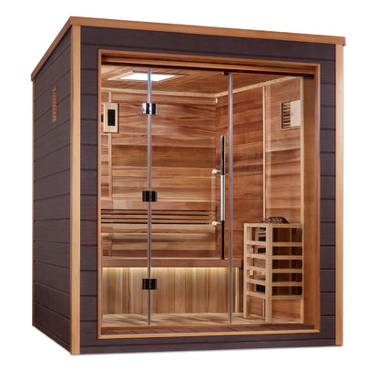 Golden Designs Drammen 3-Person Outdoor Traditional Sauna - Canadian Red Cedar Interior