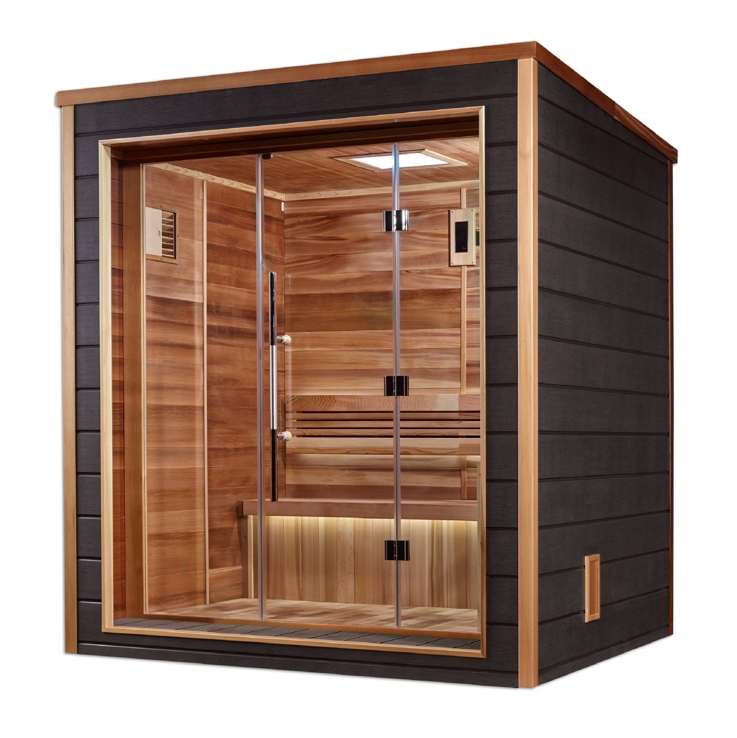 Golden Designs Drammen 3-Person Outdoor Traditional Sauna - Canadian Red Cedar Interior