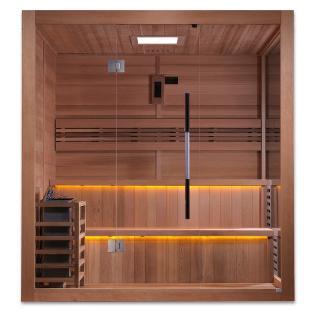 Golden Designs Kaarina GDI-8506-01 6 Person Outdoor Traditional Sauna – Canadian Red Cedar