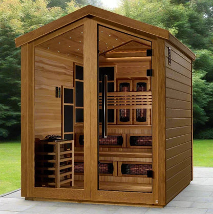 Golden Designs Kaskinen 6-Person Hybrid Outdoor Sauna – Canadian Red Cedar Interior