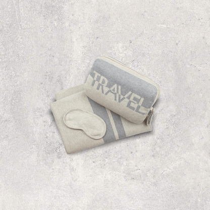 Dual Travel Organic Cotton Travel Blanket and Eye Mask Set