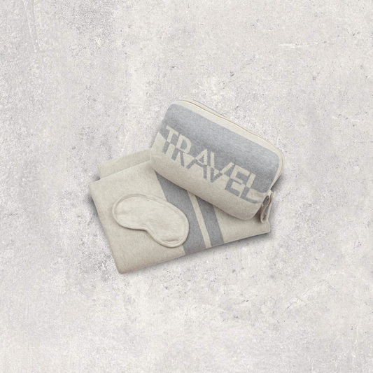 Dual Travel Organic Cotton Travel Blanket and Eye Mask Set