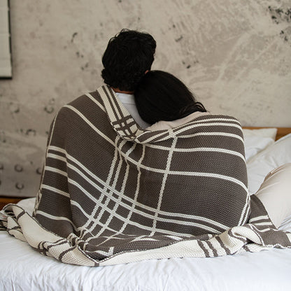 Grid Organic Cotton Throw Blanket