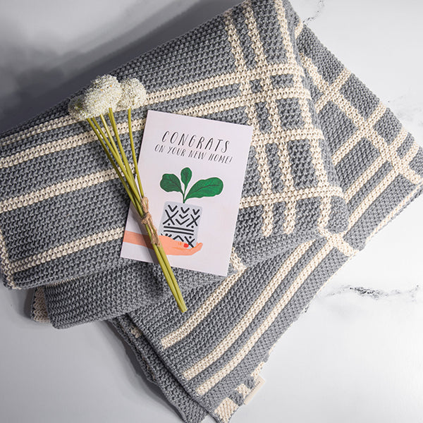 Grid Organic Cotton Throw Blanket