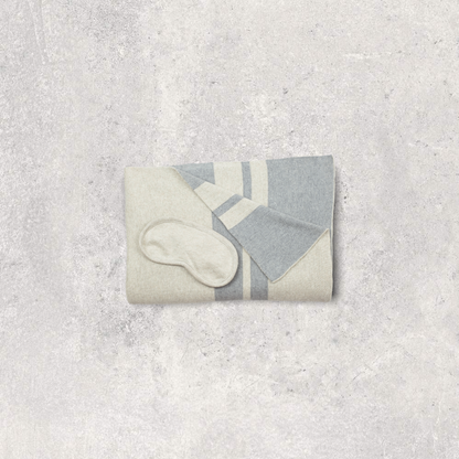 Dual Travel Organic Cotton Travel Blanket and Eye Mask Set