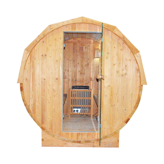 Thermora Large Premium American White Oak Outdoor Wooden Barrel Sauna With 4.5KW Sauna Heater