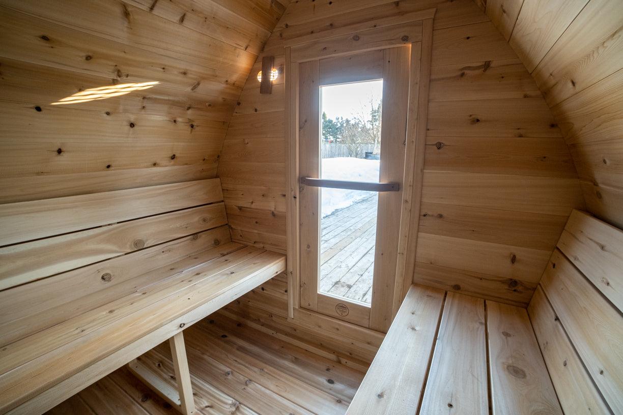 LeisureCraft CT MiniPOD Outdoor Sauna – 3-4 Person Cabin Sauna with Premium Cedar