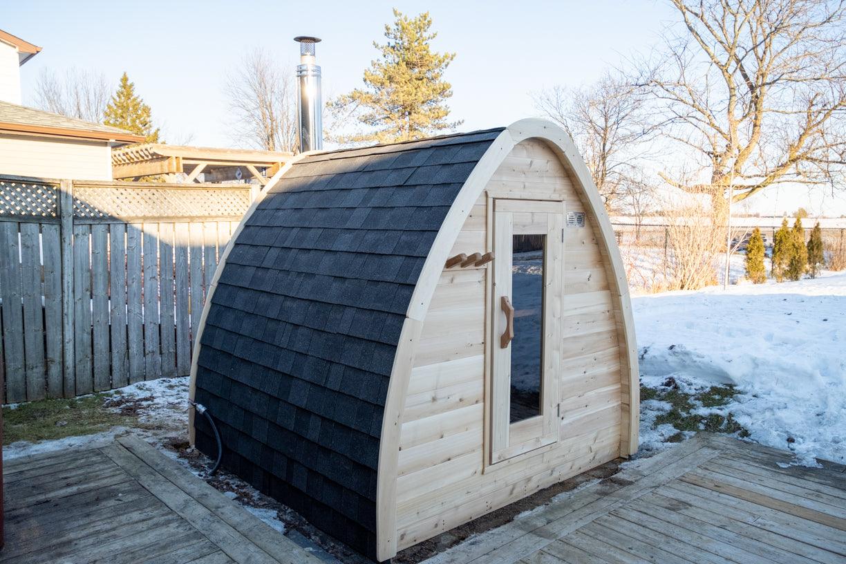 LeisureCraft CT MiniPOD Outdoor Sauna – 3-4 Person Cabin Sauna with Premium Cedar