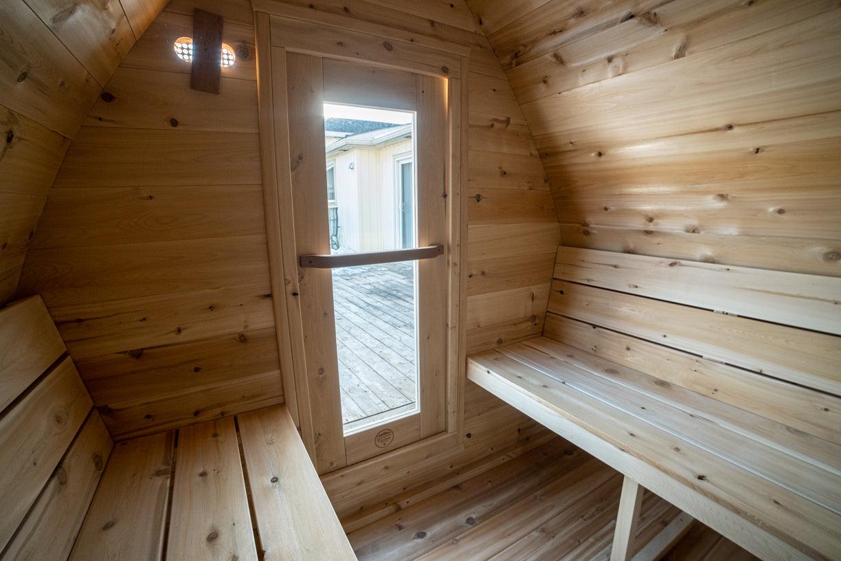 LeisureCraft CT MiniPOD Outdoor Sauna – 3-4 Person Cabin Sauna with Premium Cedar