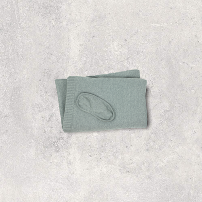 Words Travel Organic Cotton Travel Blanket and Eye Mask Set - Lt Grey Mel/Yellow