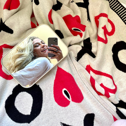 Xoxo Love Couples Organic Cotton Throw Blanket
