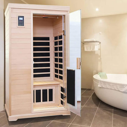 Thermora Luxury 2-Person Hemlock Wood FAR Infrared Sauna Room W/ Glass Door, 1750W