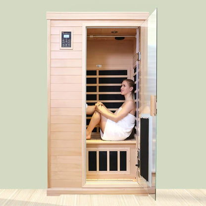 Thermora Luxury 2-Person Hemlock Wood FAR Infrared Sauna Room W/ Glass Door, 1750W