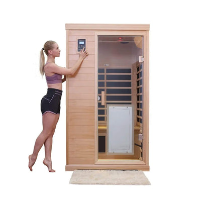Thermora Luxury 2-Person Hemlock Wood FAR Infrared Sauna Room W/ Glass Door, 1750W