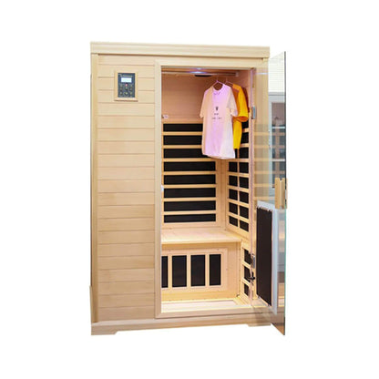 Thermora Luxury 2-Person Hemlock Wood FAR Infrared Sauna Room W/ Glass Door, 1750W
