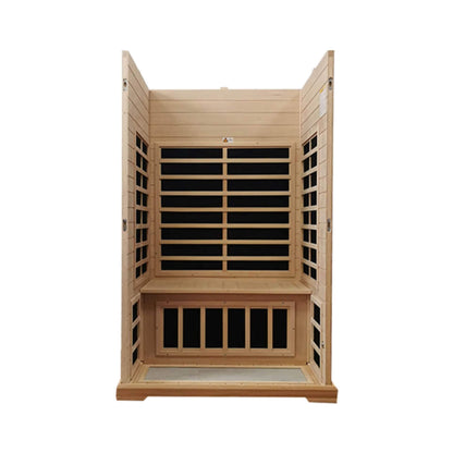 Thermora Luxury 2-Person Hemlock Wood FAR Infrared Sauna Room W/ Glass Door, 1750W