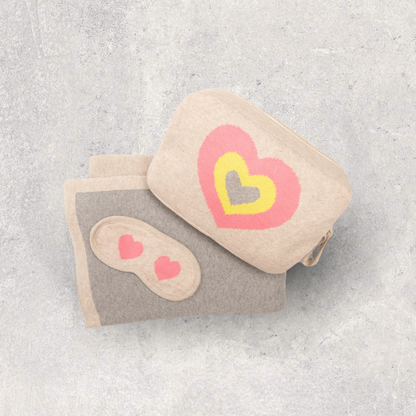 Crazy Hearts Capri Organic Cotton Travel Blanket and Eye Mask Set