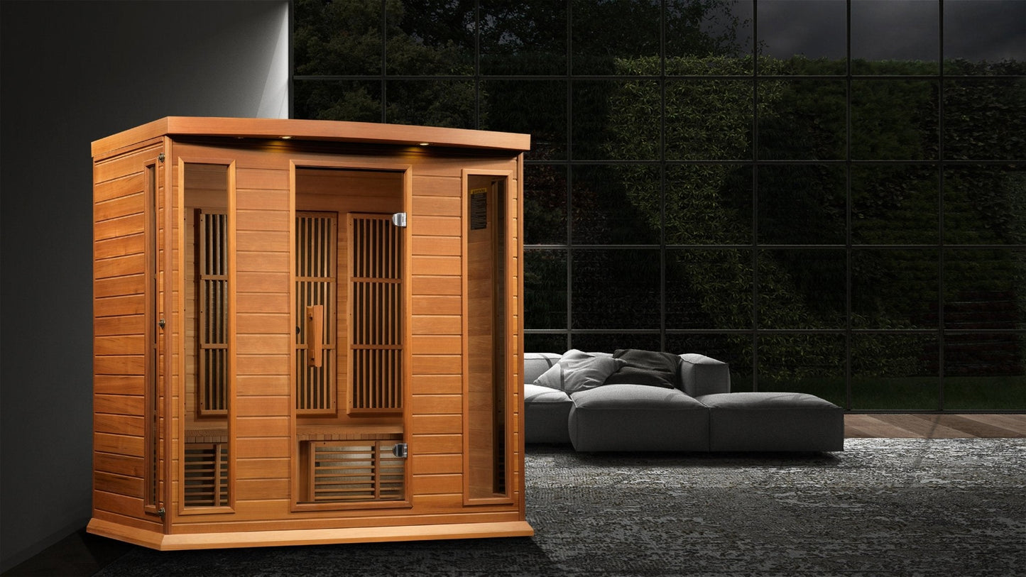 Maxxus MX-K406-01 CED 4-Person Low EMF FAR Infrared Sauna, Canadian Red Cedar