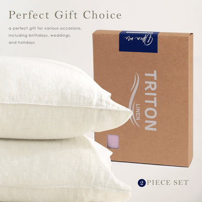 Pure French Linen Pillowcases (Set of 2) - Cream White