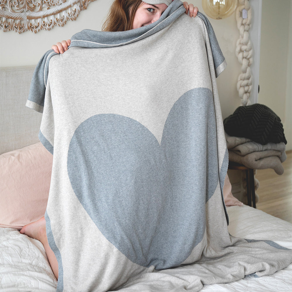 Crazy Hearts Capri Organic Cotton Travel Blanket and Eye Mask Set