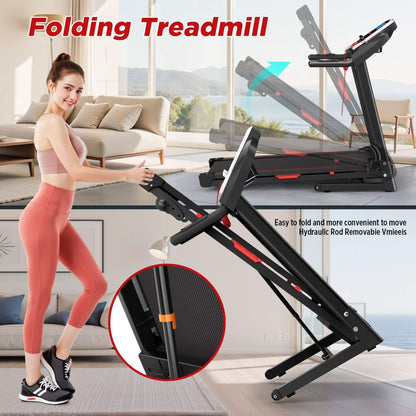 Rovix Portable 3.5HP Space Saving Folding Treadmill W/ Incline & 12 Preset Programs