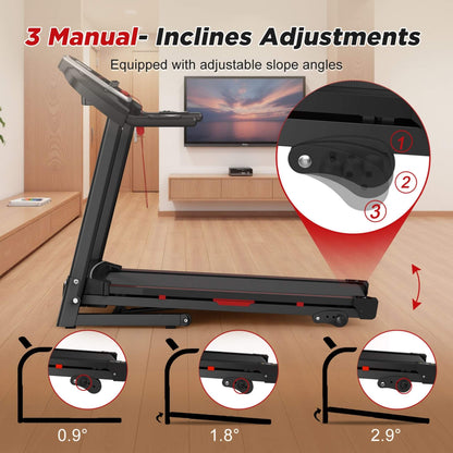 Rovix Portable 3.5HP Space Saving Folding Treadmill W/ Incline & 12 Preset Programs