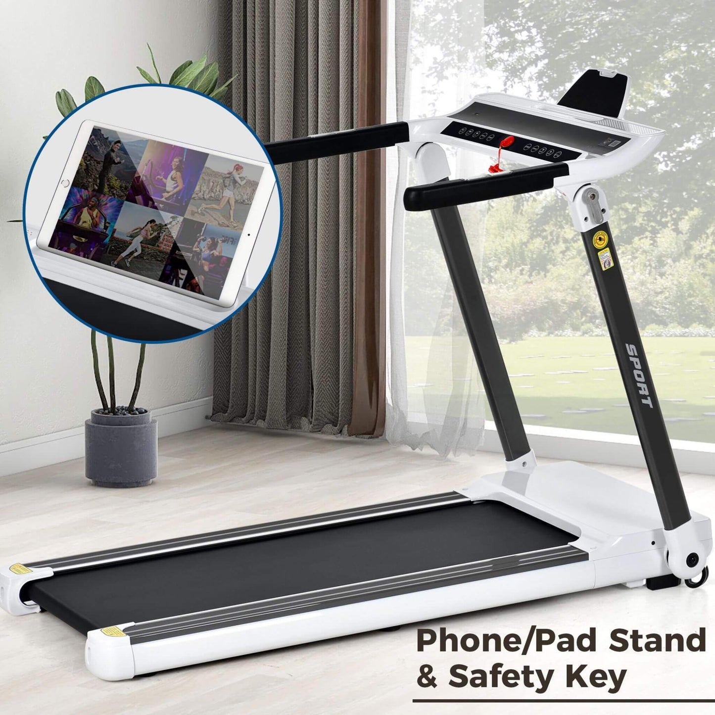 Rovix Portable Compact Home Cardio Fitness Treadmill With 3.5HP Electric Motor & Bluetooth Speakers