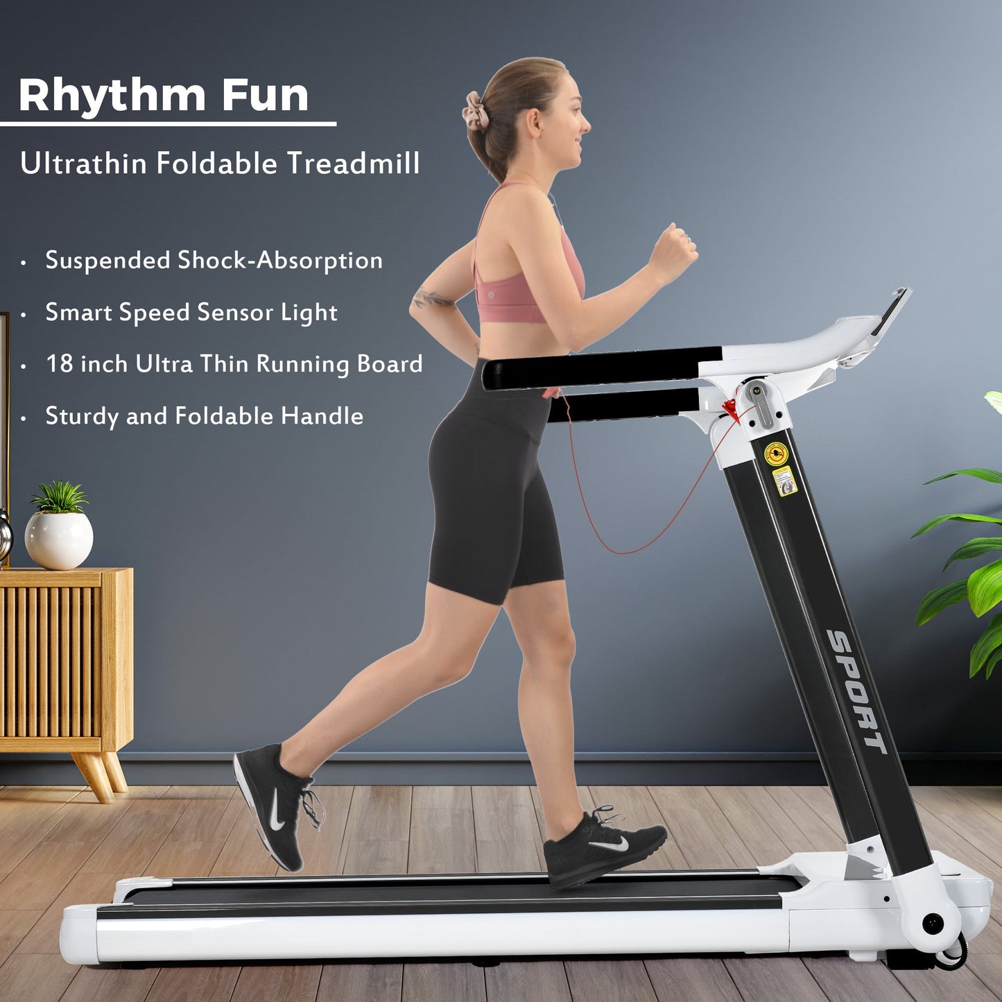 Rovix Portable Compact Home Cardio Fitness Treadmill With 3.5HP Electric Motor & Bluetooth Speakers