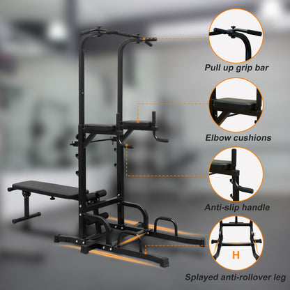 Rovix Power Tower Heavy-Duty Multi-Functional Dip Station With Bench, Pull Up Bar, And Adjustable Height For Home Gyms (SAK64327)